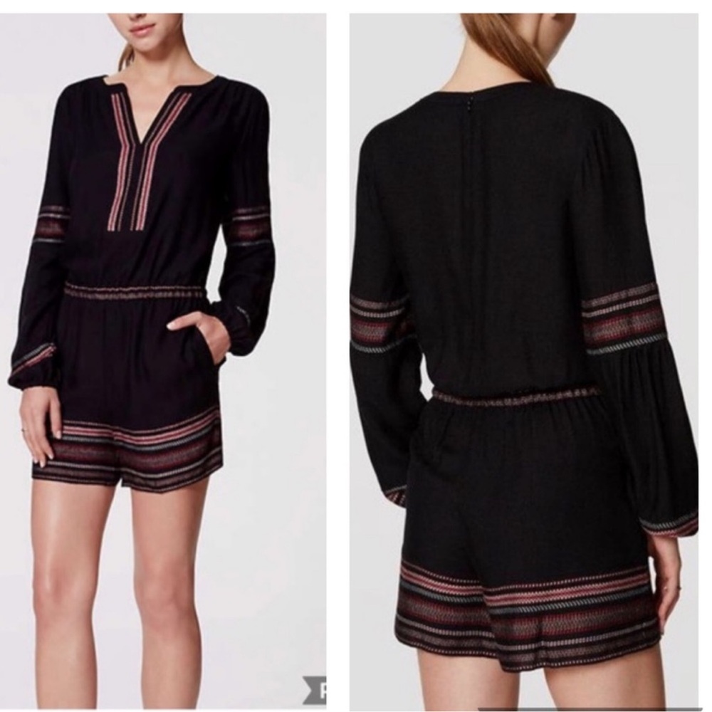 LOFT Black Embroidered Long Sleeve
Bohemian Romper size XS